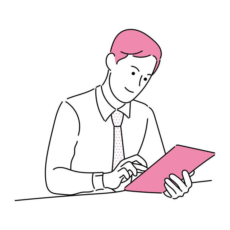 Vector 사업가 또는 전문적인 사람 일하는 사람 라인 아트 벡터의 그림