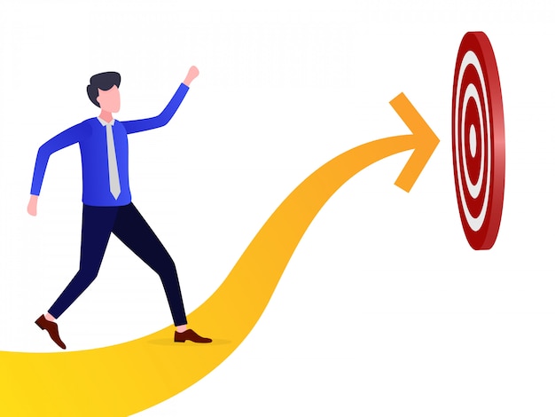 Vector illustration of a businessman pursuing a target