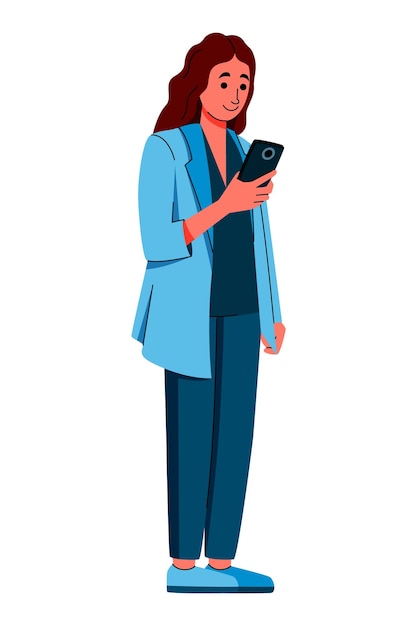 illustration of businesswoman holding smart phone