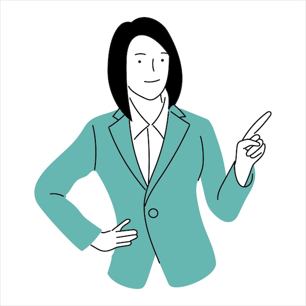 Vector illustration of businesswoman or professional person working woman line art vector
