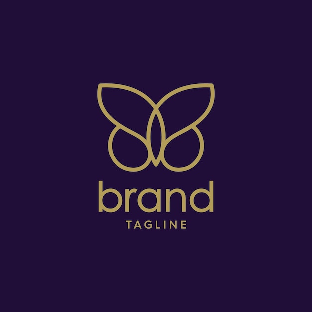 Vector illustration of a butterfly design logo with a crown, with a touch of flat and luxury logo design