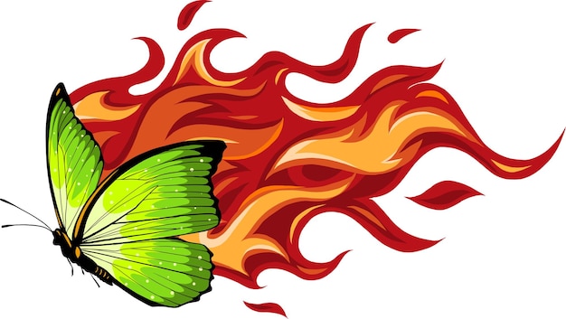 Illustration of a butterfly made of fire