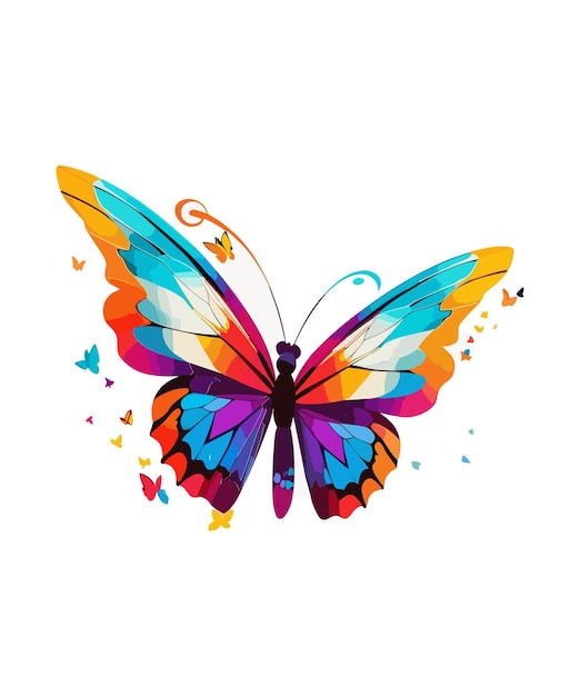 Illustration of a butterfly made up of colours