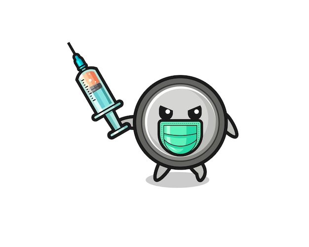 Illustration of the button cell to fight the virus cute design