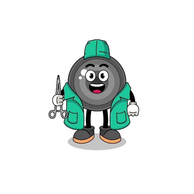illustration of camera lens mascot as a surgeon