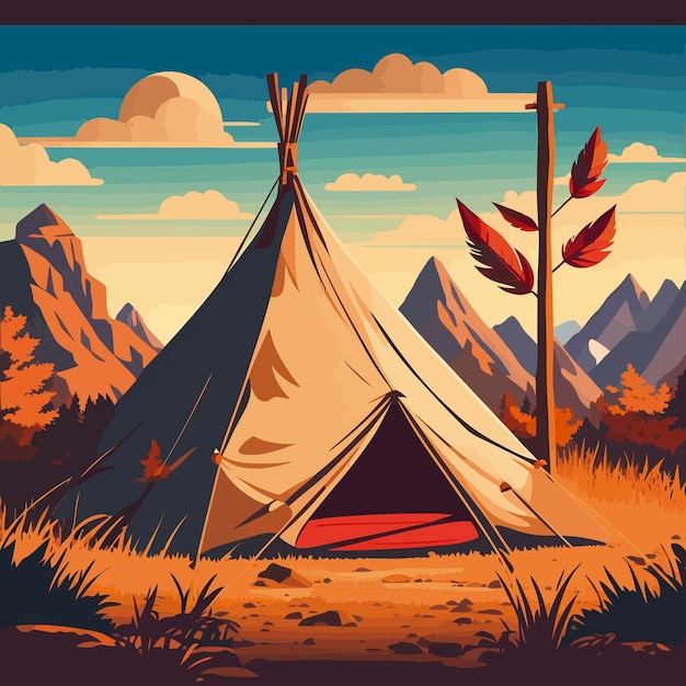 Illustration camping site indian native american