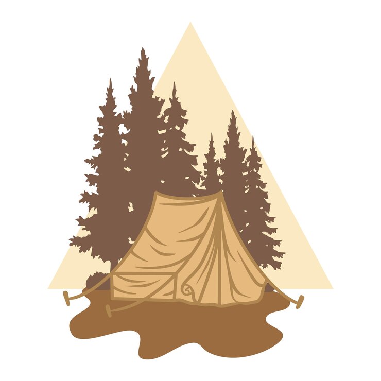 Vector illustration of camping tent on the mountain