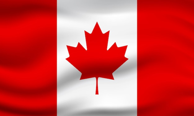 Illustration of canada flag 3d waving banner background