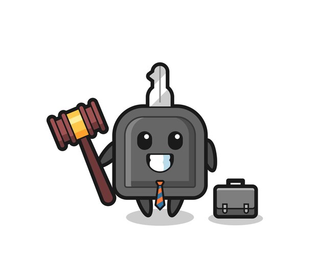 Illustration of car key mascot as a lawyer  cute style design for t shirt sticker logo element