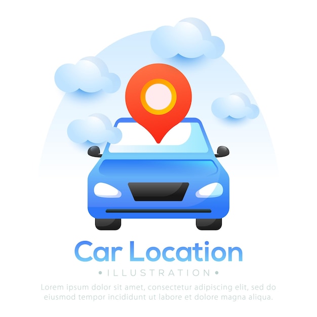 Illustration of car location Position car illustration design