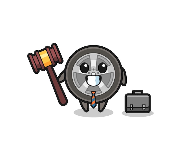 Illustration of car wheel mascot as a lawyer