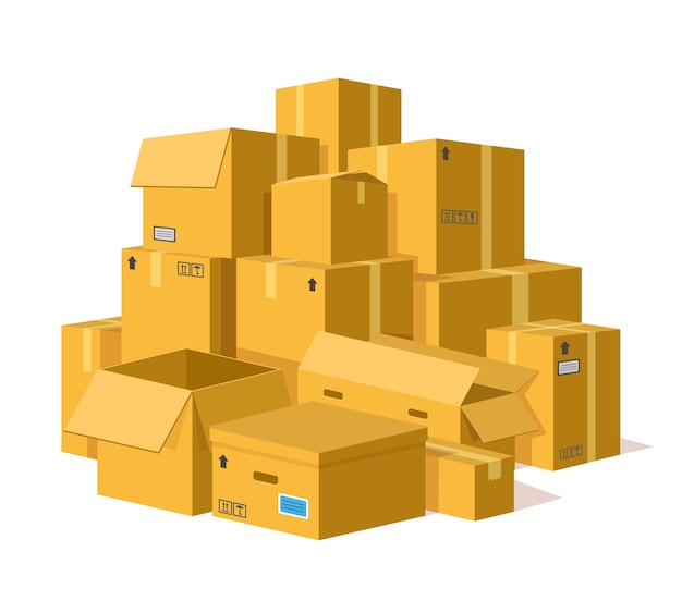 Vector illustration of cardboard boxes