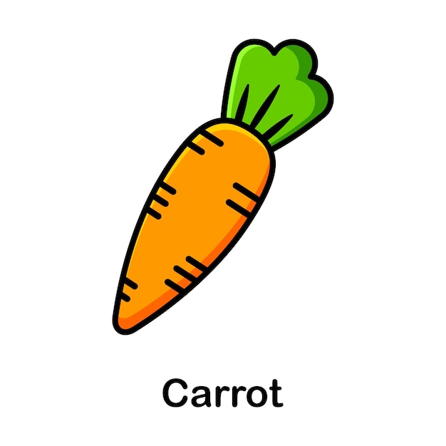 Illustration of a carrot in cartoon style