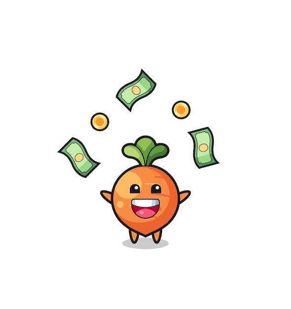 Illustration of the carrot catching money falling from the sky