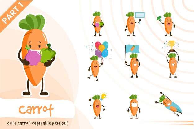 Vector illustration of carrot vegetable set