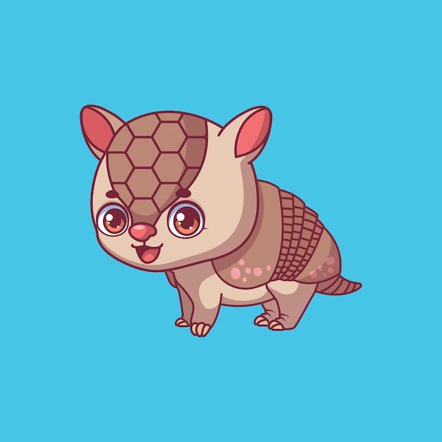 Illustration of a cartoon armadillo on colorful background