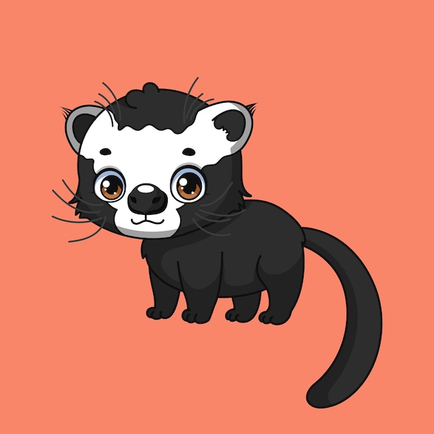 Vector illustration of a cartoon binturong on colorful background