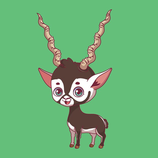 Illustration of a cartoon blackbuck on colorful background