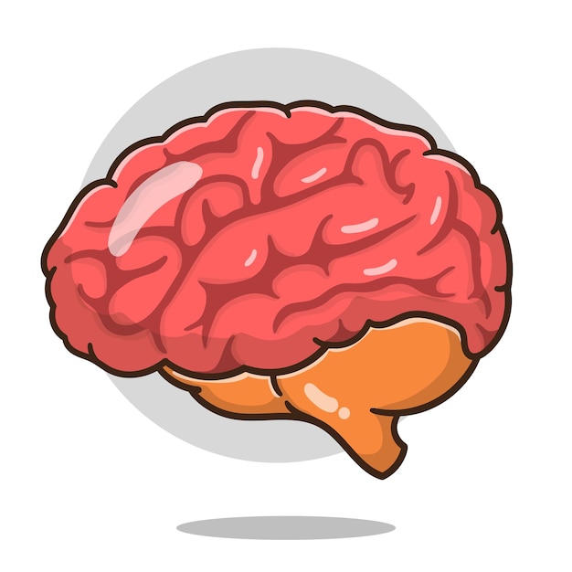 Vector illustration of cartoon brain organ good for education, banner, healthy icon.