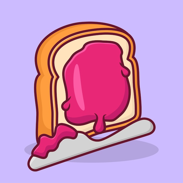 Vector illustration cartoon bread with jam