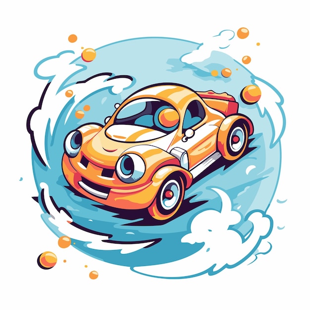illustration of a cartoon car on the water Vector illustration