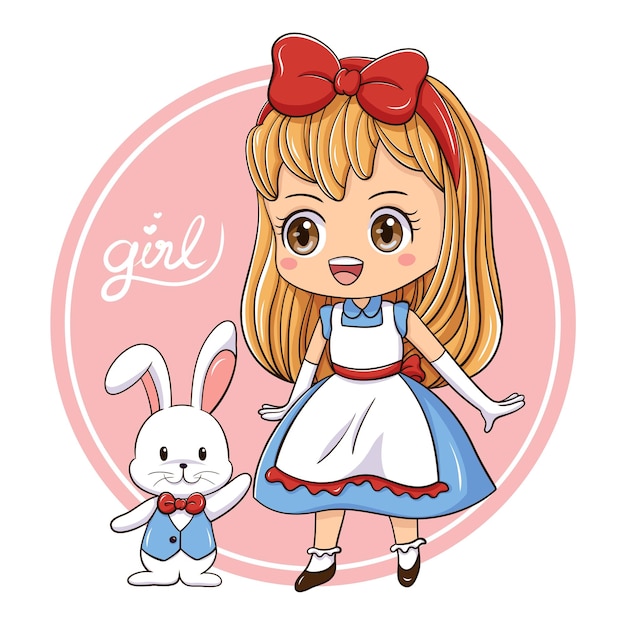 Vector illustration of cartoon character cute girl