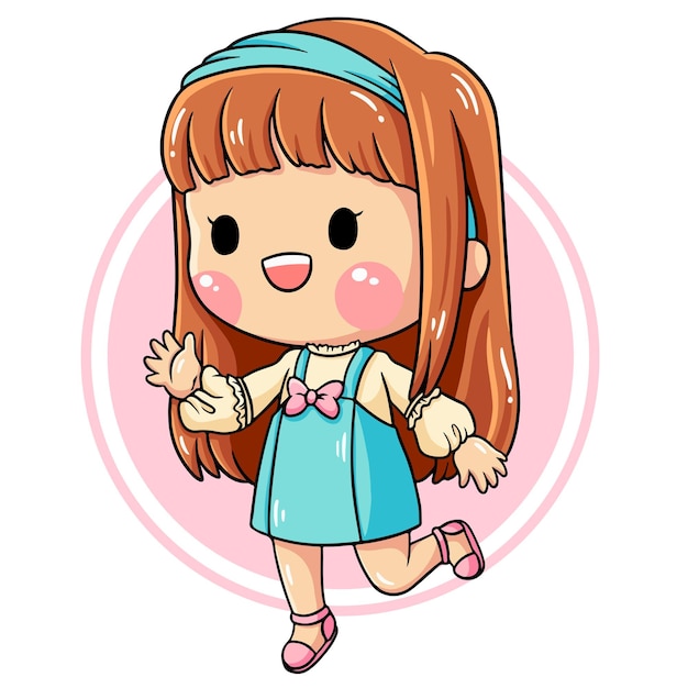 Illustration of cartoon character cute girl