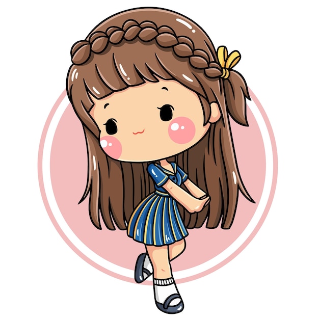 Illustration of cartoon character cute girl