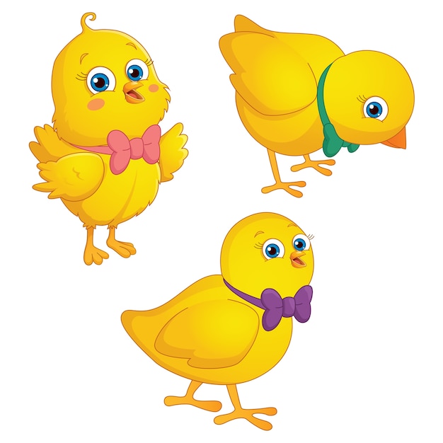 Illustration Of Cartoon Chicks