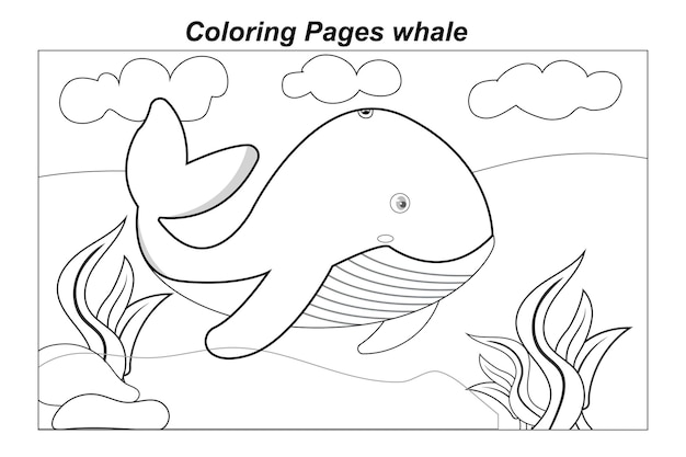 illustration in a cartoon Coloring pages Marine wild animals ittle cute baby dolphin underwater