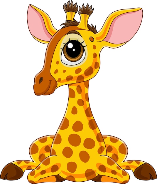 illustration of Cartoon cute baby giraffe sitting