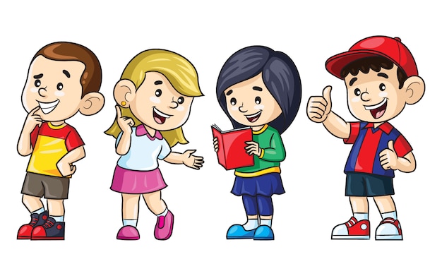 Illustration cartoon of cute boys and girls.