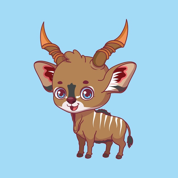 Vector illustration of a cartoon eland on colorful background