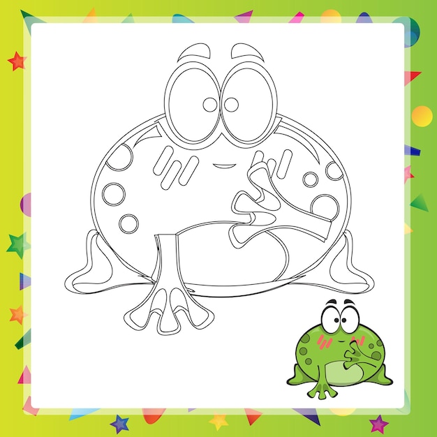 Illustration of Cartoon frog - Coloring book - vector