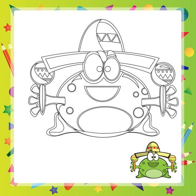 Illustration of Cartoon frog - Coloring book - vector