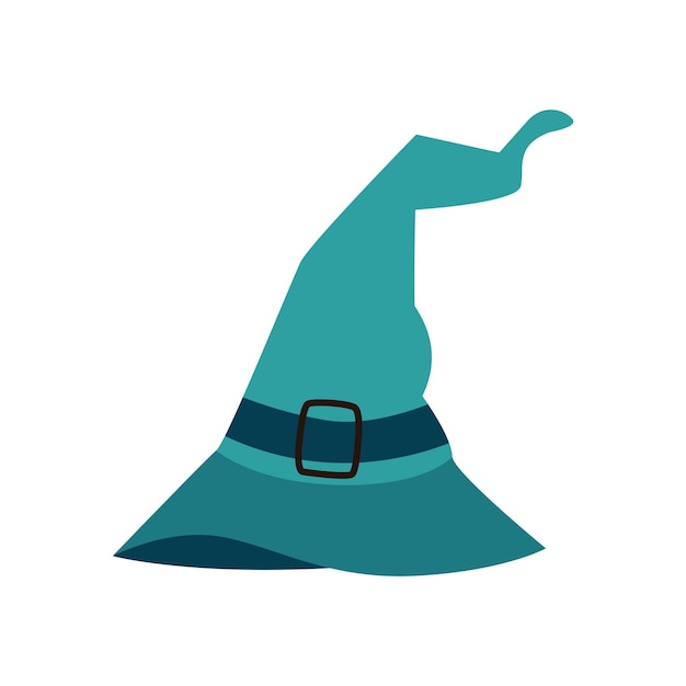 An illustration of a cartoon Halloween witch hat in flat style vector illustration