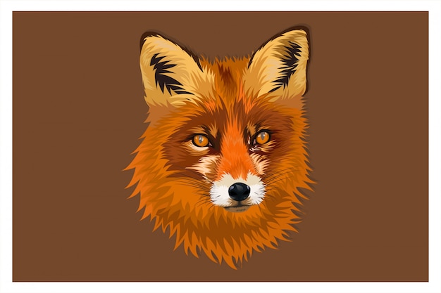 Illustration cartoon head fox hand drawing