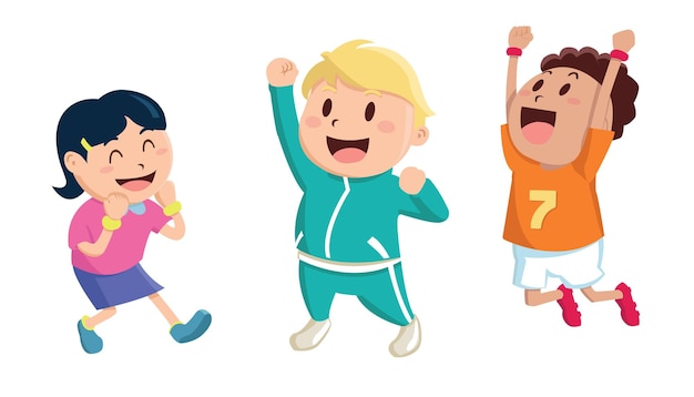 子供のスポーツの漫画のキャラクターのイラスト