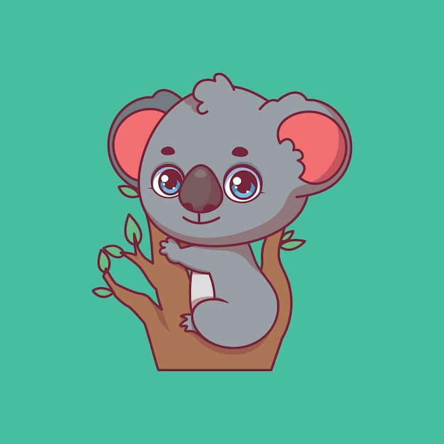 Иллюстрация мультяшной коалы на красочном фоне