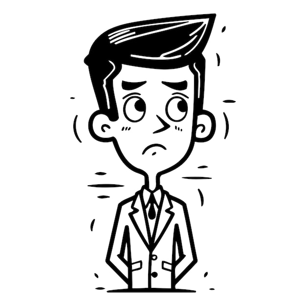 Vector illustration of a cartoon man in a business suit with sad expression