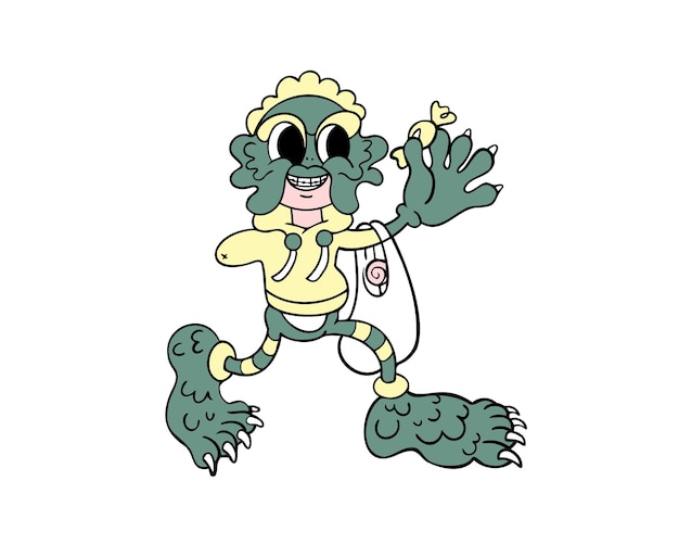 Illustration of a cartoon mermaid holding a flower in her hand