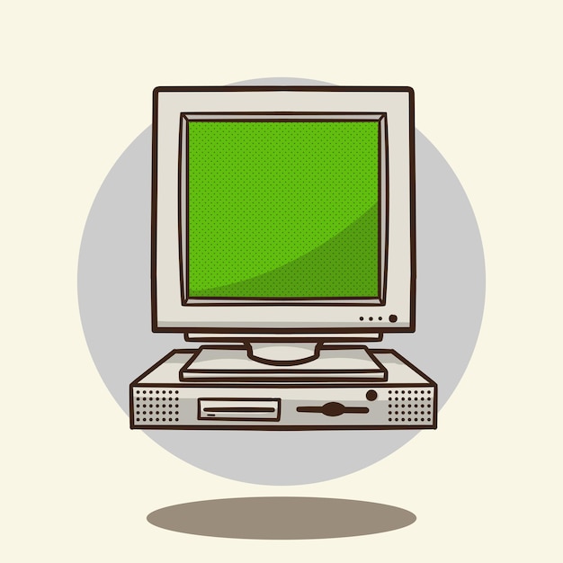 Illustration of cartoon old monitor computer vector