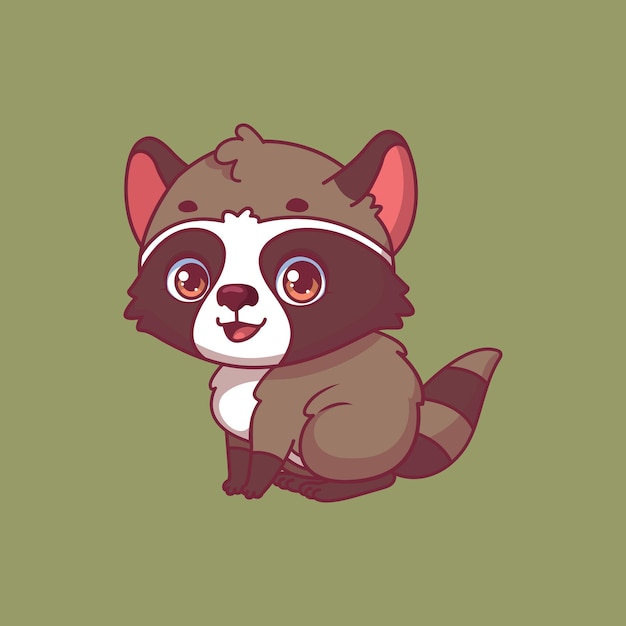 Vector illustration of a cartoon raccoon on colorful background