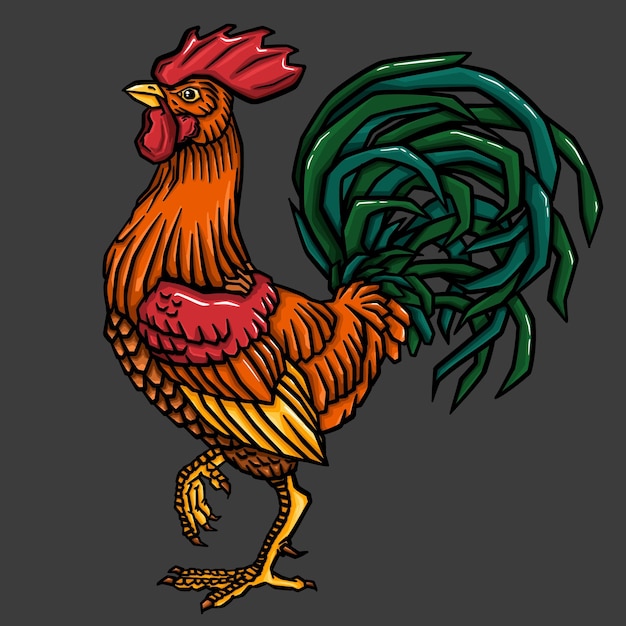 Illustration of cartoon rooster vector