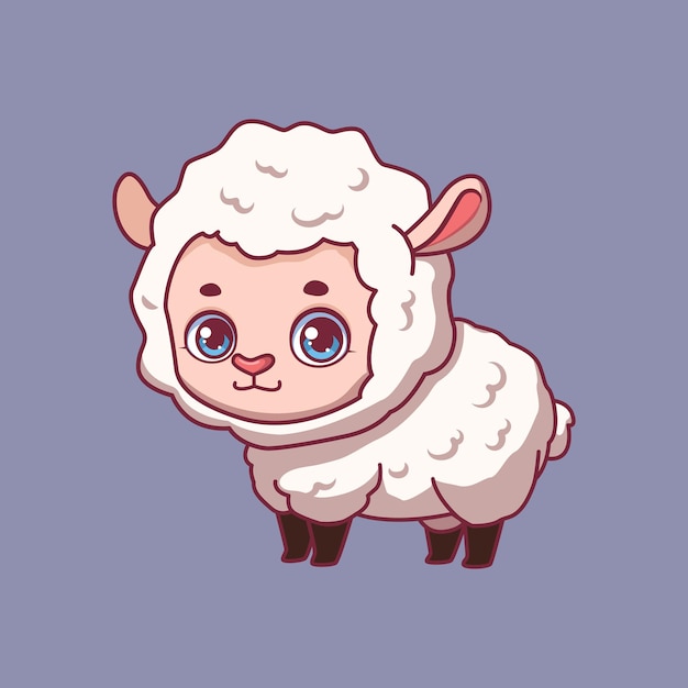 Illustration of a cartoon sheep on colorful background