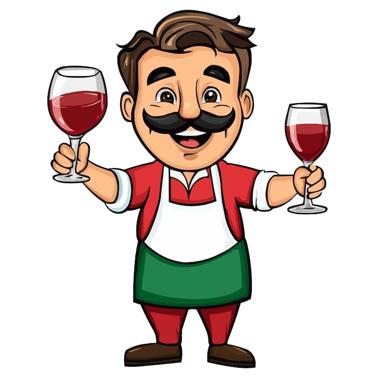 वेक्टर illustration of a cartoon wine taster with a mustache