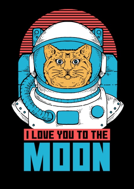 Vettore illustrazione di gatto astronauta pronto a fare l'esplorazione dello spazio.