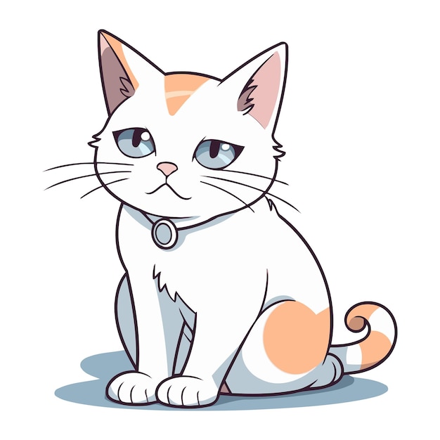 白い背景に座っている猫のイラスト ベクトルイラスト