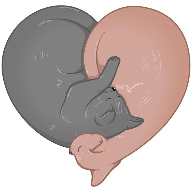 Иллюстрация кошек в форме сердца