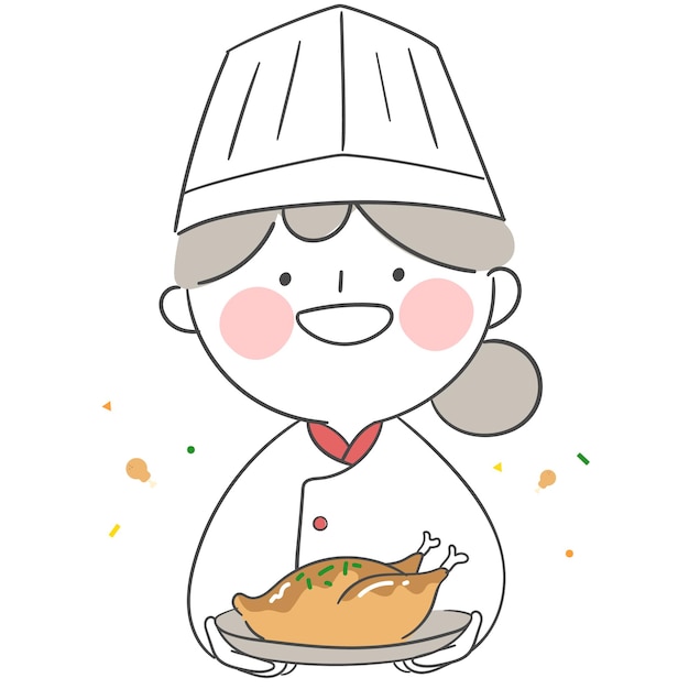 料理人に扮したキャラクターのイラスト